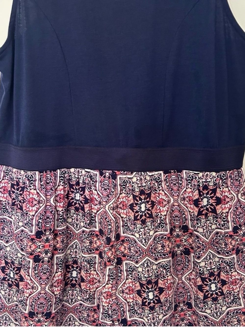 Xhilaration XL Navy Pink Boho Print Cutout Back Romper Summer Festival - Picture 4 of 11